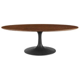Oval Wood Pedestal Coffee Table - Coffee Tables available at Alpine Outlets in Denver