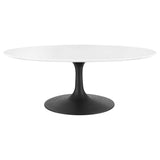 Oval Wood Pedestal Coffee Table - Coffee Tables available at Alpine Outlets in Denver