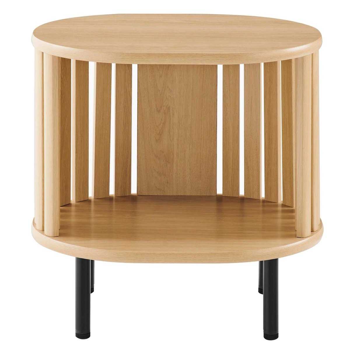 Oval Wood Side Table with Storage and Metal Legs – 20 Inch - End & Side Tables available at Alpine Outlets in Denver