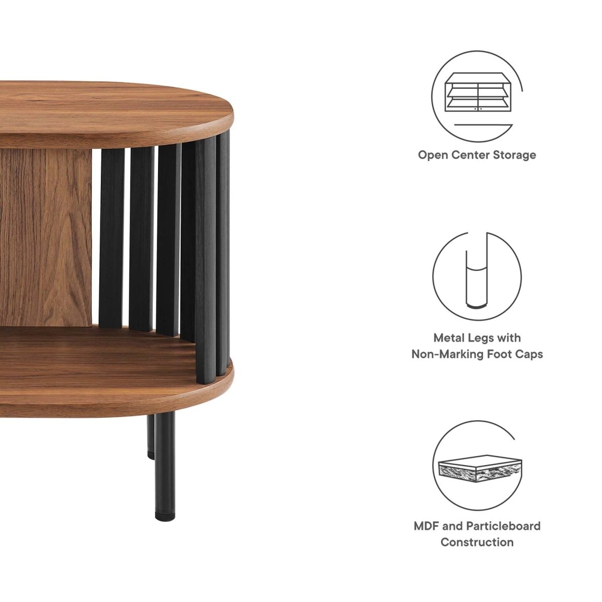 Oval Wood Side Table with Storage and Metal Legs – 20 Inch - End & Side Tables available at Alpine Outlets in Denver