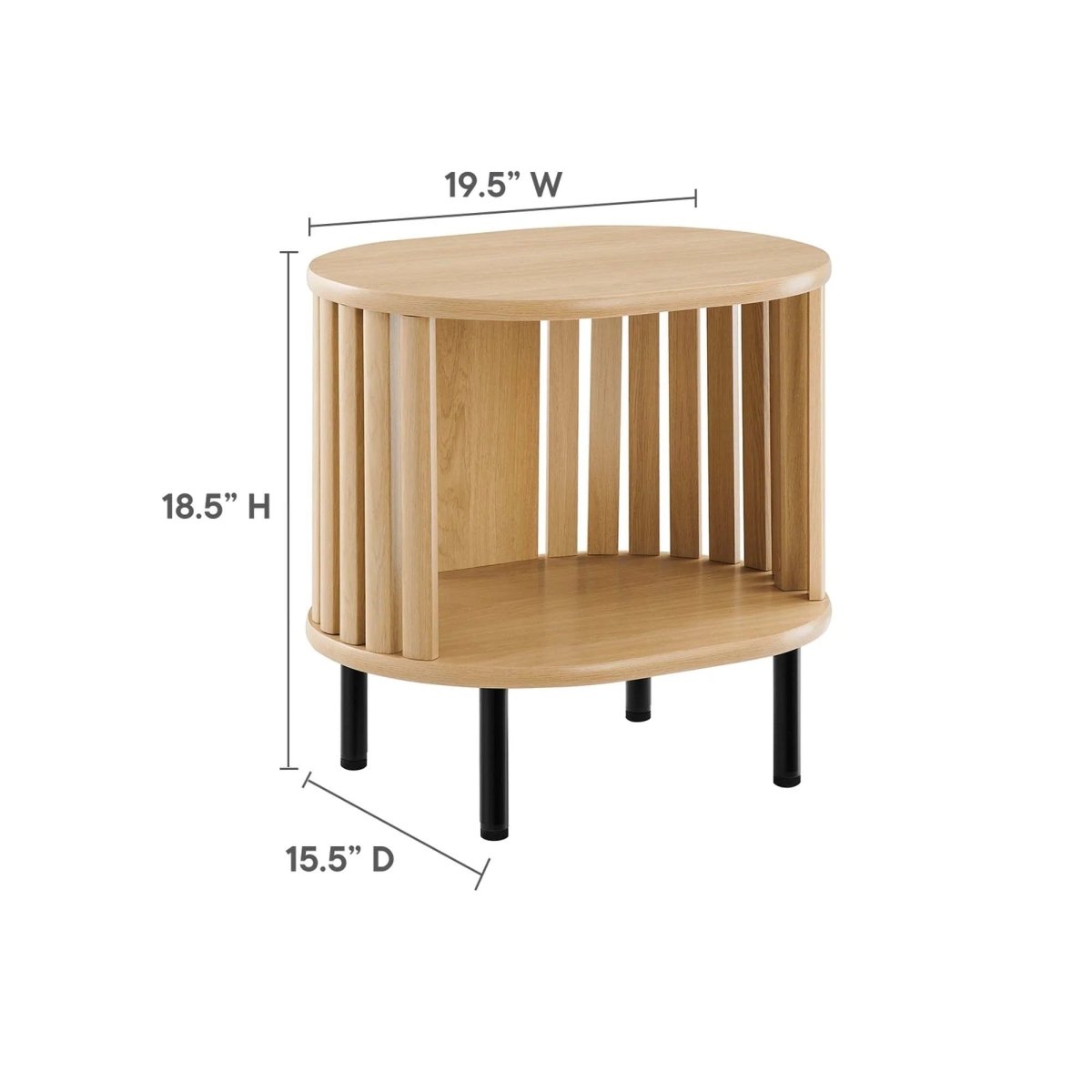 Oval Wood Side Table with Storage and Metal Legs – 20 Inch - End & Side Tables available at Alpine Outlets in Denver