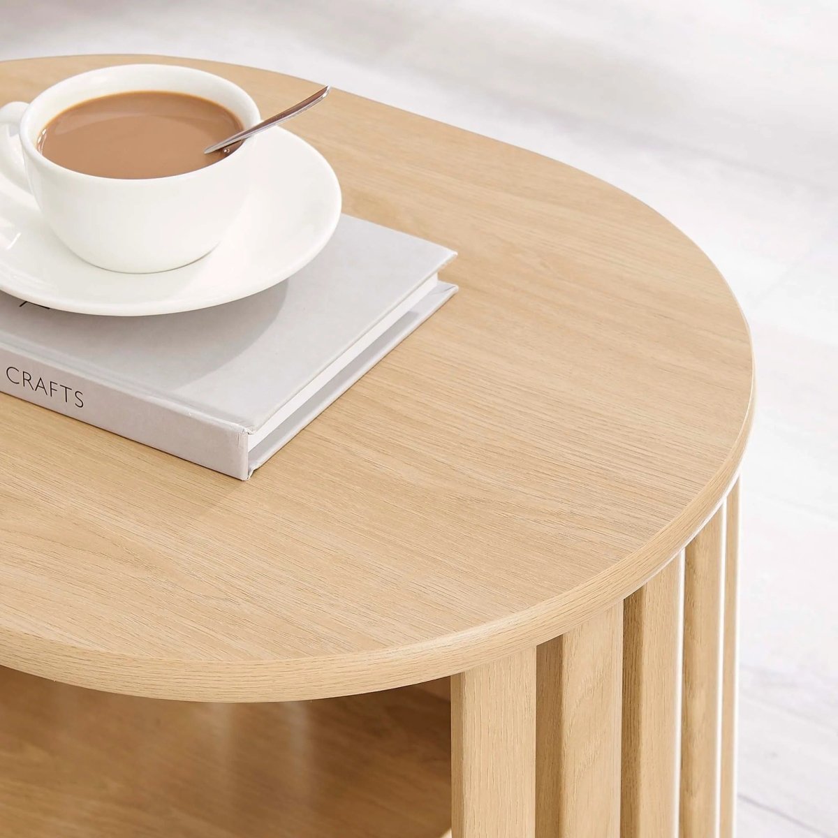 Oval Wood Side Table with Storage and Metal Legs – 20 Inch - End & Side Tables available at Alpine Outlets in Denver