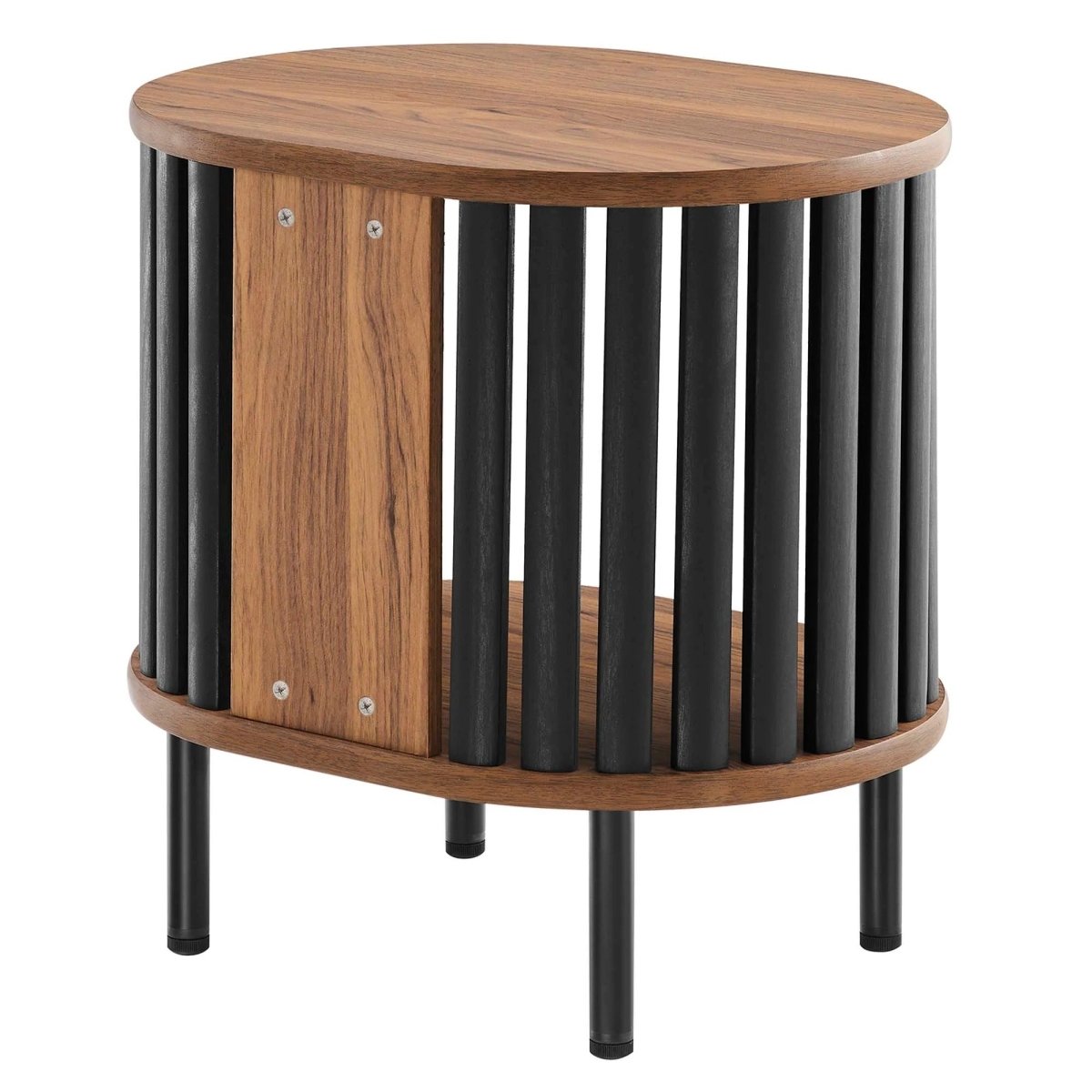 Oval Wood Side Table with Storage and Metal Legs – 20 Inch - End & Side Tables available at Alpine Outlets in Denver