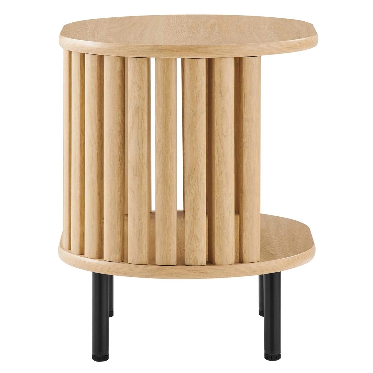 Oval Wood Side Table with Storage and Metal Legs – 20 Inch - End & Side Tables available at Alpine Outlets in Denver