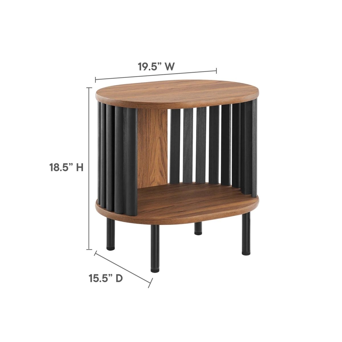 Oval Wood Side Table with Storage and Metal Legs – 20 Inch - End & Side Tables available at Alpine Outlets in Denver