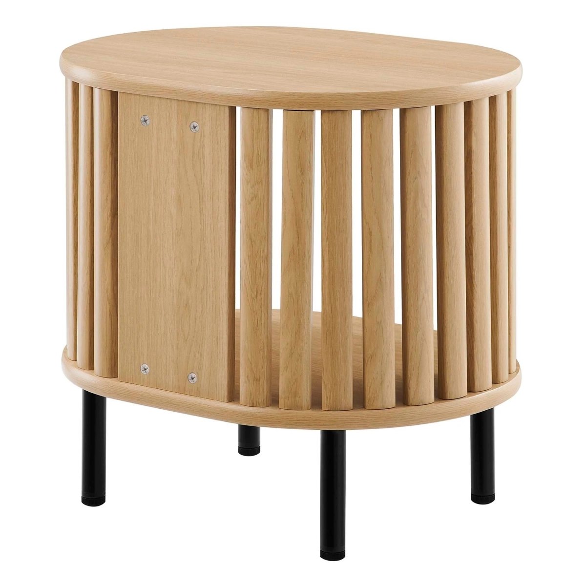Oval Wood Side Table with Storage and Metal Legs – 20 Inch - End & Side Tables available at Alpine Outlets in Denver