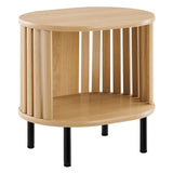 Oval Wood Side Table with Storage and Metal Legs – 20 Inch - End & Side Tables available at Alpine Outlets in Denver