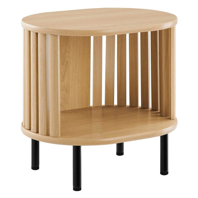 Oval Wood Side Table with Storage and Metal Legs – 20 Inch - End & Side Tables available at Alpine Outlets in Denver