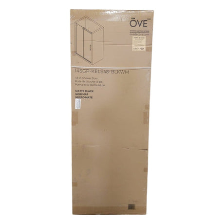 OVE Decors Kelsey Tempered Glass Shower Door 48" Matte Black (ID N485621) - Bathroom Fixtures available at Alpine Outlets in Denver