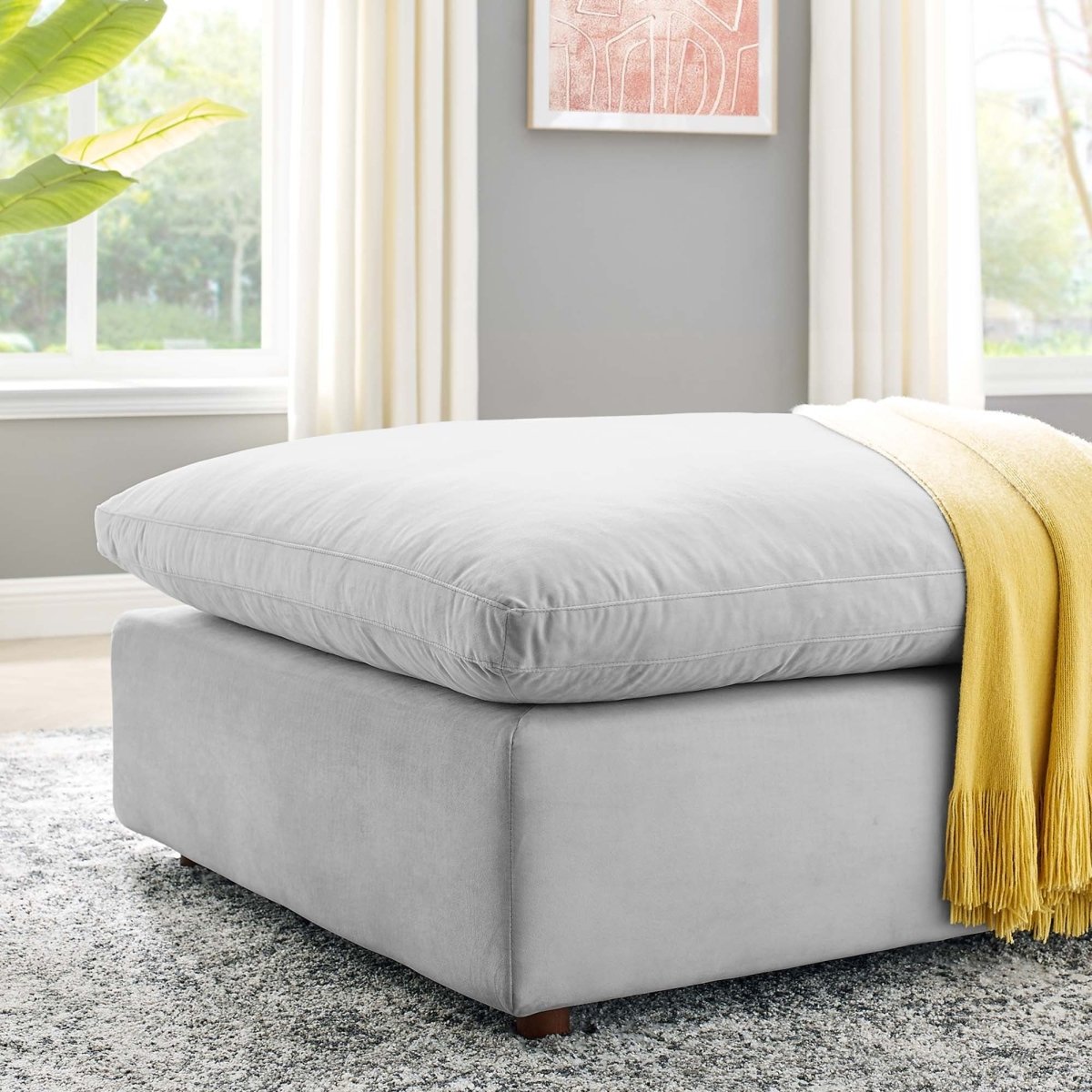 Overstuffed Velvet Ottoman with Down Cushion – 40 Inch - Ottomans available at Alpine Outlets in Denver