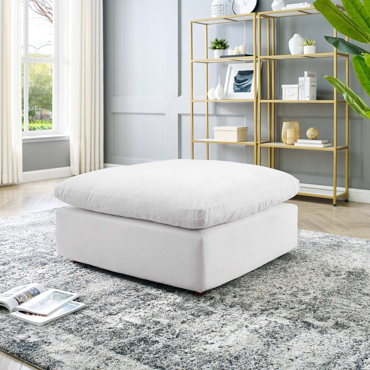 Overstuffed Velvet Ottoman with Down Cushion – 40 Inch - Ottomans available at Alpine Outlets in Denver