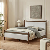 Padded Fabric Platform Bed with Light Oak Accents - Platform Bed available at Alpine Outlets in Denver
