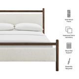 Padded Fabric Platform Bed with Light Oak Accents - Platform Bed available at Alpine Outlets in Denver