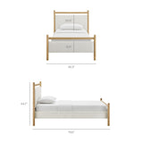 Padded Fabric Platform Bed with Light Oak Accents - Platform Bed available at Alpine Outlets in Denver
