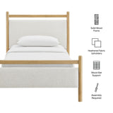 Padded Fabric Platform Bed with Light Oak Accents - Platform Bed available at Alpine Outlets in Denver