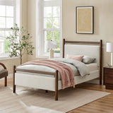 Padded Fabric Platform Bed with Light Oak Accents - Platform Bed available at Alpine Outlets in Denver