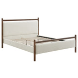 Padded Fabric Platform Bed with Light Oak Accents - Platform Bed available at Alpine Outlets in Denver