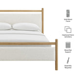 Padded Fabric Platform Bed with Light Oak Accents - Platform Bed available at Alpine Outlets in Denver