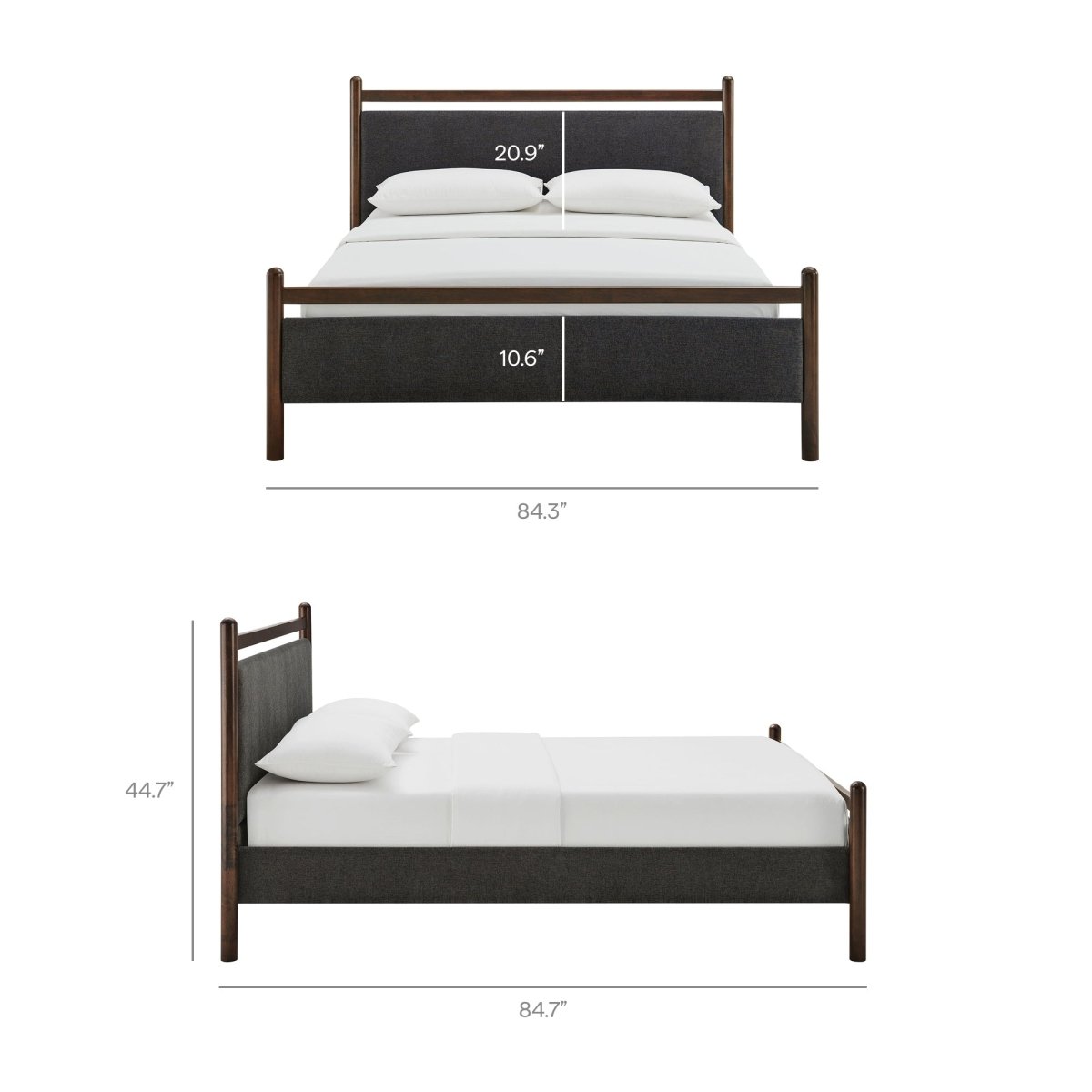Padded Fabric Platform Bed with Light Oak Accents - Platform Bed available at Alpine Outlets in Denver