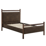 Padded Fabric Platform Bed with Light Oak Accents - Platform Bed available at Alpine Outlets in Denver