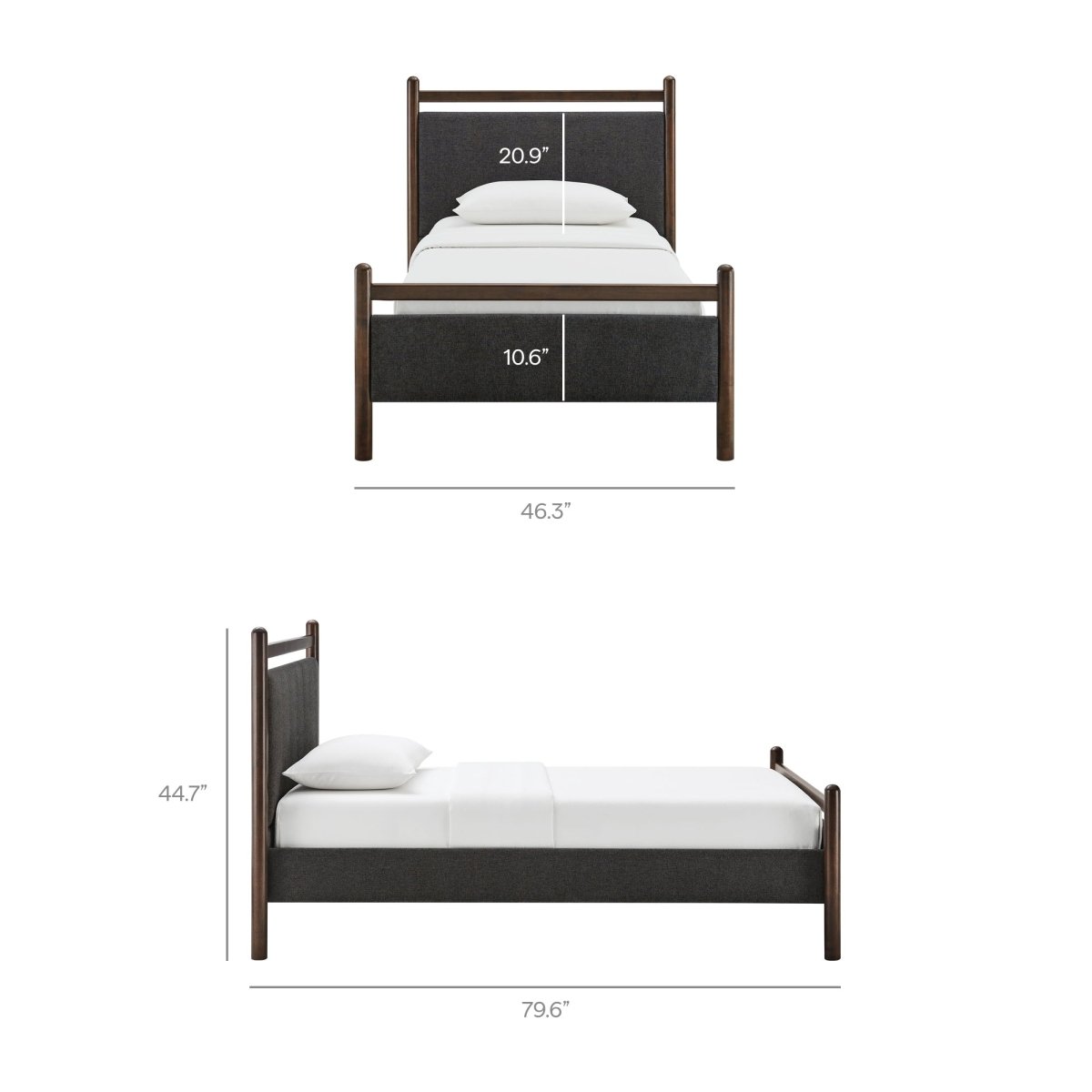 Padded Fabric Platform Bed with Light Oak Accents - Platform Bed available at Alpine Outlets in Denver