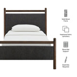 Padded Fabric Platform Bed with Light Oak Accents - Platform Bed available at Alpine Outlets in Denver