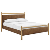 Padded Fabric Platform Bed with Light Oak Accents - Platform Bed available at Alpine Outlets in Denver