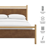 Padded Fabric Platform Bed with Light Oak Accents - Platform Bed available at Alpine Outlets in Denver