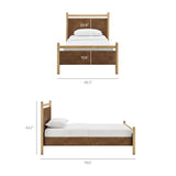 Padded Fabric Platform Bed with Light Oak Accents - Platform Bed available at Alpine Outlets in Denver