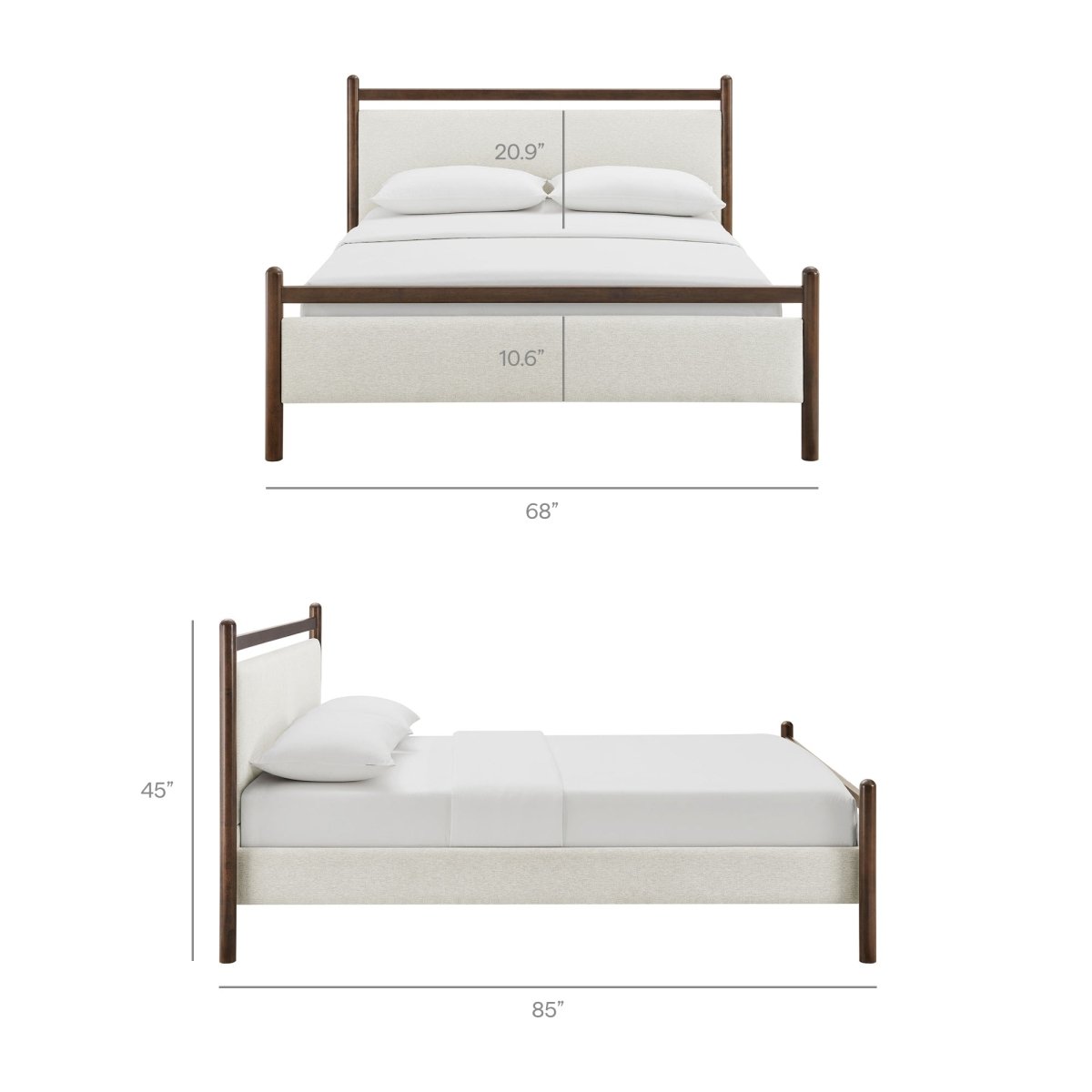 Padded Fabric Platform Bed with Light Oak Accents - Platform Bed available at Alpine Outlets in Denver