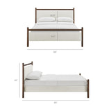 Padded Fabric Platform Bed with Light Oak Accents - Platform Bed available at Alpine Outlets in Denver