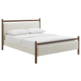 Padded Fabric Platform Bed with Light Oak Accents - Platform Bed available at Alpine Outlets in Denver