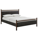 Padded Fabric Platform Bed with Light Oak Accents - Platform Bed available at Alpine Outlets in Denver