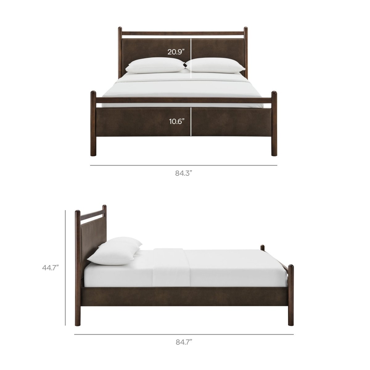 Padded Fabric Platform Bed with Light Oak Accents - Platform Bed available at Alpine Outlets in Denver