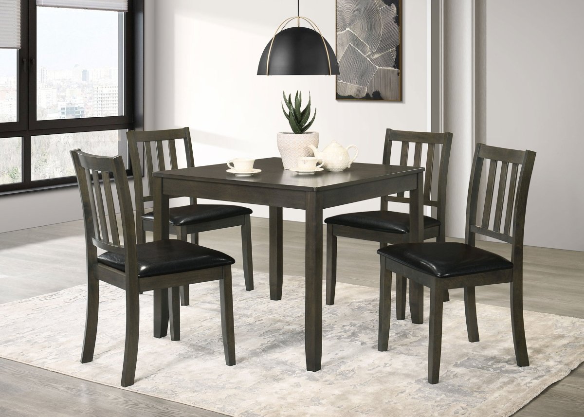 Parkwood 5-Piece Square Dining Set in Dark Ash Brown - Dining Room Sets available at Alpine Outlets in Denver