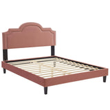 Performance Velvet King Platform Bed with Scalloped Nailhead Headboard - Platform Bed available at Alpine Outlets in Denver