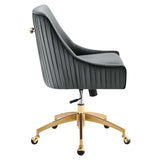 Performance Velvet Office Chair with Gold Base – Gray - Workspace - Alpine Outlets