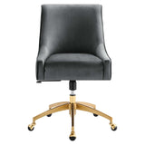 Performance Velvet Office Chair with Gold Base – Gray - Workspace - Alpine Outlets