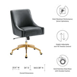 Performance Velvet Office Chair with Gold Base – Gray - Workspace - Alpine Outlets