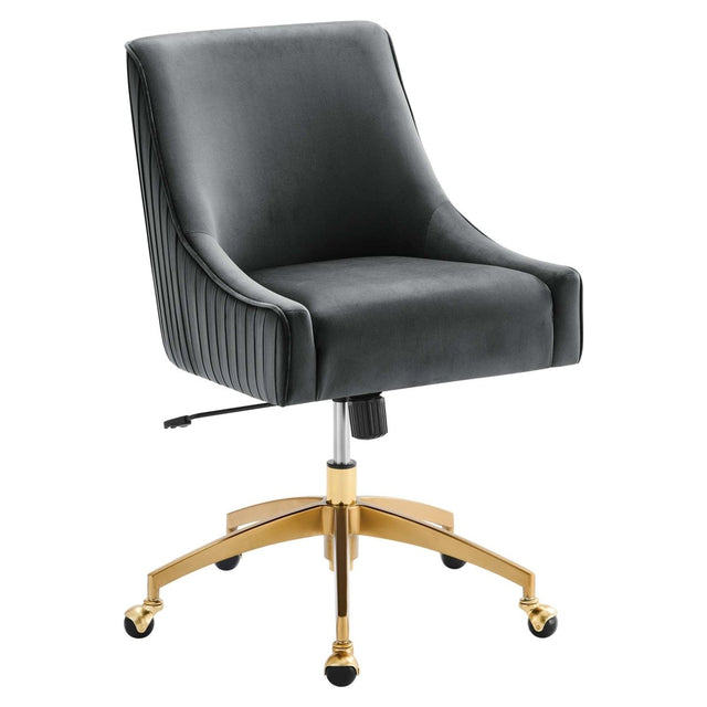 Performance Velvet Office Chair with Gold Base – Gray - Workspace - Alpine Outlets