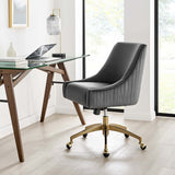 Performance Velvet Office Chair with Gold Base – Gray - Workspace - Alpine Outlets