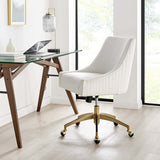Performance Velvet Office Chair with Gold Base – White - Workspace - Alpine Outlets