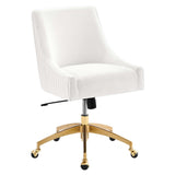 Performance Velvet Office Chair with Gold Base – White - Workspace - Alpine Outlets