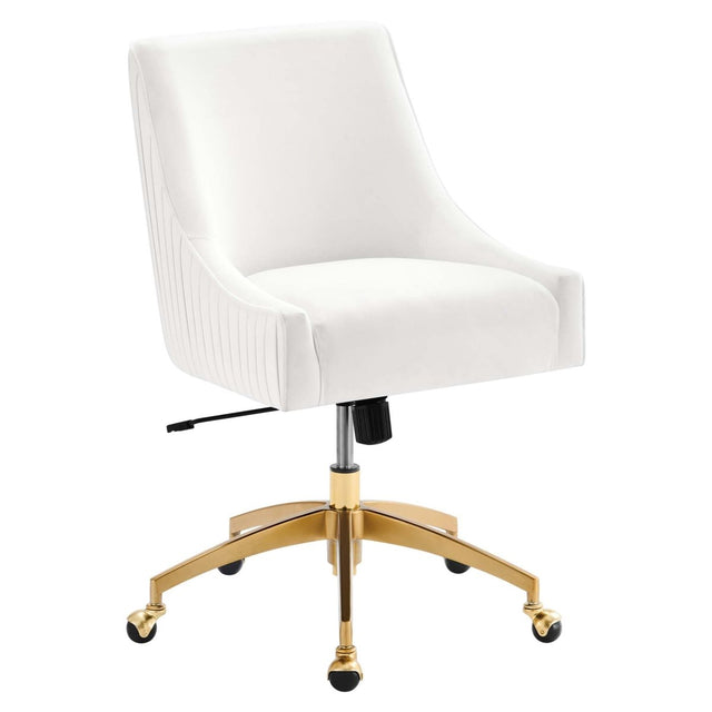 Performance Velvet Office Chair with Gold Base – White - Workspace - Alpine Outlets