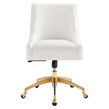 Performance Velvet Office Chair with Gold Base – White - Workspace - Alpine Outlets