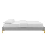 Performance Velvet Platform Bed Frame with Gold Metal Legs - Platform Bed available at Alpine Outlets in Denver