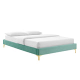 Performance Velvet Platform Bed Frame with Gold Metal Legs - Platform Bed available at Alpine Outlets in Denver