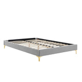 Performance Velvet Platform Bed Frame with Gold Metal Legs - Platform Bed available at Alpine Outlets in Denver