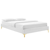 Performance Velvet Platform Bed Frame with Gold Metal Legs - Platform Bed available at Alpine Outlets in Denver