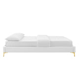 Performance Velvet Platform Bed Frame with Gold Metal Legs - Platform Bed available at Alpine Outlets in Denver